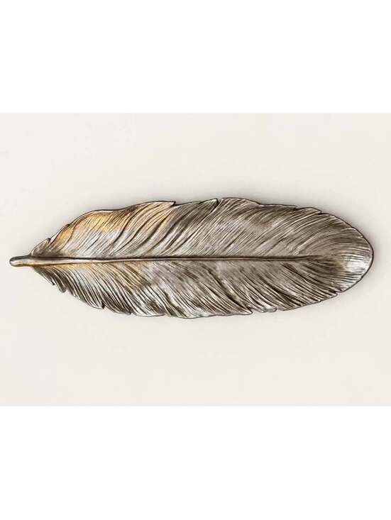 Other - Arcilla Elemental Polystone Glam Metallic Feather Decorative Bowl in Silver